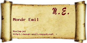 Monár Emil névjegykártya